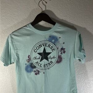 Converse Light Blue Graphic Tee with Floral Design